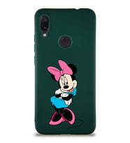 Xiaomi Redmi Note 7 Soft Premier Kapak Minnie Mouse-D Tasarımlı Silikon Kılıf - Yeşil (Şeffaf)