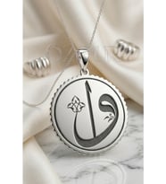 925 Ayar Gümüş Elif ve Vav Figürlü Kolye