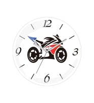 Moto Racing Motorsiklet 30 Cm Bombeli Gerçek Cam Duvar Saati