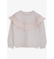 Breeze Kız Çocuk Sweatshirt Güpürlü 6-12 Yaş, Bej Melanj
