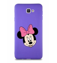 Samsung Galaxy J7 Prime Soft Premier Kapak Minnie Mouse-C Tasarımlı Silikon Kılıf - Mor (Şeffaf)