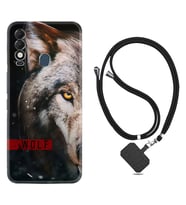 Tecno Spark 8T Kılıf Silikon Boyun Askılı İpli Desenli Silikon Wolf Eyes 1758