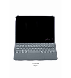 iPad Air 13 Uyumlu M2/M3 Ledli 360° Manyetik Standlı Touchpadli Katanya Klavyeli Tablet Kılıfı