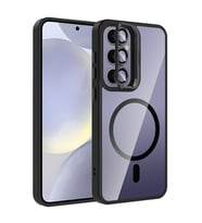 Lexroo Galaxy S25 Plus Kılıf Standlı ve Kamera Lens Hediyeli M-Safe Şarj Özellikli Etro Kılıf - Siyah