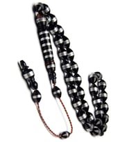Erkek Sistem Püsküllü 7x11mm Bafon Sarmal Kuka Tesbih (Siyah)