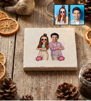 Kişiye Özel Karikatürlü Mühemmel Kardeşler Bardak Altlığı Doğum Günü Hediyesi
