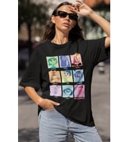 Ters Yüz Insiide Out Baskılı Unisex Oversize Çizgi Film Karakterler Tişört