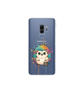 Samsung Galaxy S9 Plus ile Uyumlu Splash Kirpi Tasarımlı Şeffaf Silikon Kılıf