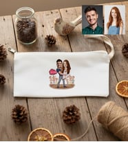 Kişiye Özel Karikatürlü Dans Eden Sevgililer Kalemlik Ham Bez Sevgililer Günü Hediyesi