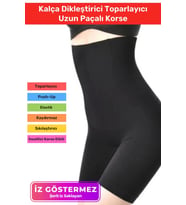 Yüksek Bel İnceltici Terlemeyi Önleyen Kaymaz Destekli İz Göstermeyen Uzun Paçalı Toparlayıcı Korse (Siyah)