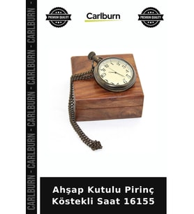 Özel Üretim Retro Hediye Koleksiyon Ahşap Kutulu Pirinç Köstekli Saat 16155