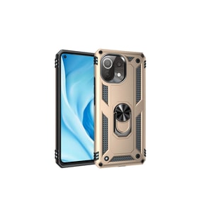 Xiaomi Mi 11 Lite Kılıf Sofya Yüzüklü Silikon Kapak - Gold