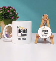 İnşaat Mühendisi Kupa Bardak ve Anahtarlık (Beyaz)