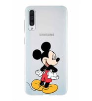 Samsung Galaxy A50  Kapak Mickey Mouse Tasarımlı Şeffaf Silikon Kılıf