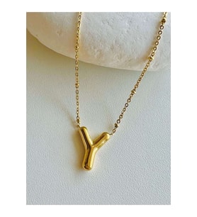 GOLD RENK Y HARF ÇELİK BALON KOLYE ACR5665