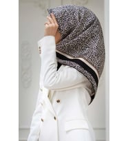 Vissona Tivil İpek Eşarp 14195-2-0003-0001 Siyah Karışık Desen