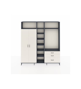 Arges Gardrop 9 Raflı 3 Çekmeceli 2 Askılı 220x30x243 Antrasit-Aytaşı