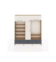 Arges Dolap 18 Raflı 4 Çekmeceli Tek Askılı 220x30x243 Çam-Aytaşı/Antrasit