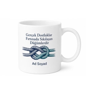 Denizci Düğümü Çizimli Kopmayan Bağlar Dostluk Kupası Hediye Bardak