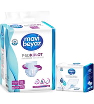 Mavi Beyaz Ped Emici Külot Hasta Bezi L - Large Büyük 30 Adet + Yatak Koruyucu Örtü 60*90CM 30 Adet