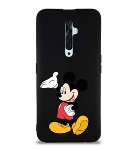 Oppo Reno 2Z Soft Premier Kapak Mickey Mouse-C Tasarımlı Silikon Kılıf - Siyah (Şeffaf)