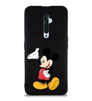 Oppo Reno 2Z Soft Premier Kapak Mickey Mouse-C Tasarımlı Silikon Kılıf - Siyah (Şeffaf)