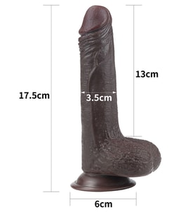 Kayar Derili Çift Katmanlı Gerçekçi Dildo 17.5 cm Siyah