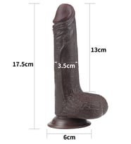 Kayar Derili Çift Katmanlı Gerçekçi Dildo 17.5 cm Siyah