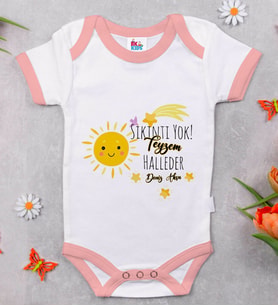 BK Kids Kişiye Özel Pembe Bebek Body Zıbın - Model 56
