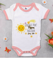 BK Kids Kişiye Özel Pembe Bebek Body Zıbın - Model 56