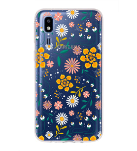 Samsung Galaxy A2 Core Uyumlu Kapak Çiçek Tasarımlı Şeffaf Silikon Kılıf