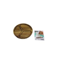 AKASYA YUVARLAK 3 BÖLMELİ  AHŞAP SERVİS SUNUM TEPSİ - TAHTASI  20 X 1.4CM (5343)