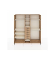 Hyperion Dolap 10 Raflı 6 Çekmeceli 3 Askılı 220x44x243 Çam-Aytaşı/Çam