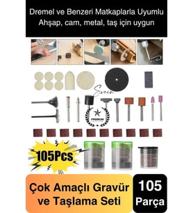 Premium 105 Parça Hobi Gravür Taşlama Ucu Mini Metal Ahşap Oyma Seti Parlatma Zımparalama Fırçalama
