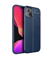 Apple iPhone 14 Kılıf Zore Niss Deri Desenli Silikon Kılıf (Lacivert)
