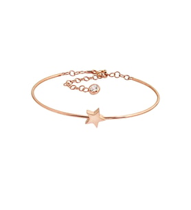 925 Ayar Gümüş Yıldız Figürlü Rose Bilekten Geçmeli Kelepçe - B041401