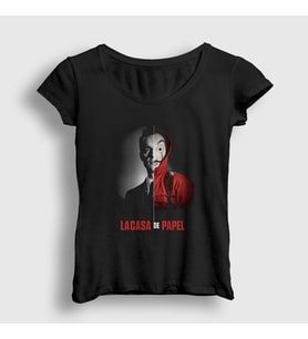 Presmono Kadın Siyah Berlin V2 La Casa De Papel T-Shirt 196659tt