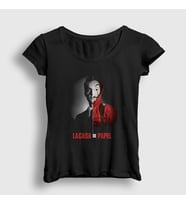 Presmono Kadın Siyah Berlin V2 La Casa De Papel T-Shirt 196659tt
