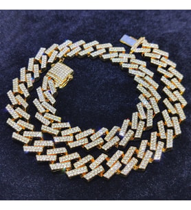 Chavin 15 mm. Gold Kalın 60 cm. Taşlı Alloy Erkek Zincir eu78sr