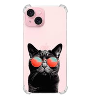 PrintiFy Apple iPhone 15 Uyumlu Kedi 3 Baskılı Şeffaf Köşe Korumalı Antişok Kılıf