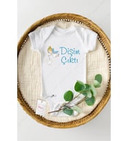Dişim Çıktı Mavi Özel Tasarım Bebek Zıbın Pamuklu Çıtçıtlı Body