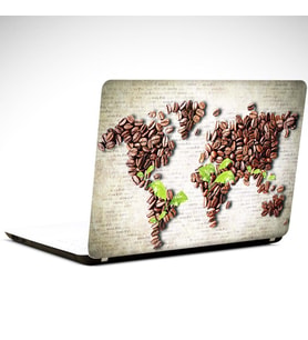 Kahveler ve Yapraklar Laptop Sticker 14 inch (35X26CM)