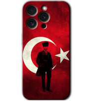 İphone 15 Pro Max Kılıf HD Desen Baskılı Kılıf - Atatürk Bayrak