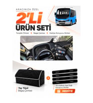 e-biz KARSAN JEST (2013-2020) Uyumlu Torpido Örtüsü + Tay Tüyü Bagaj Çantası - Siyah-Gri - KR001