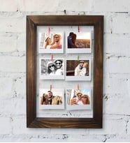 BK Gift Kişiye Özel 6 Fotoğraflı Doğal Ahşap İpli Mandallı Fotoğraf Çerçevesi 30x46cm