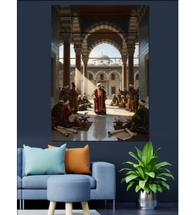 Osmanlı Camii Avlusu Ve Cemaat Dekoratif Kanvas - Mdf Ahşap Tablo