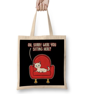 Cute Oh Sorry Were You Sitting Here Cat Funny Bez Çanta Uzun Saplı