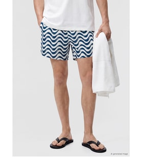 LCW SWIMWEAR Petrol Kısa Boy Desenli Erkek Deniz Şortu