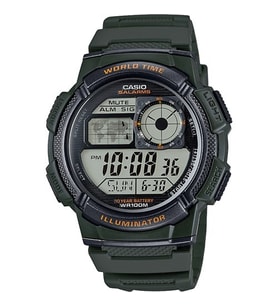 Casio AE-1000W-3AVDF Quartz Silikon Yeşil 10 ATM 44 mm Erkek Kol Saati