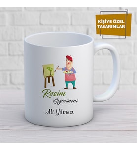 Kişiye Özel İsim Yazılabilir Resim Öğretmeni Kupa Bardak